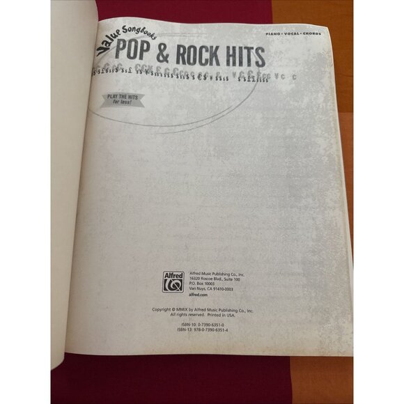 Pop & Rock Hits Value Songbooks Series Piano Vocal Chords Sheet music. Vtg New! - Picture 2 of 7